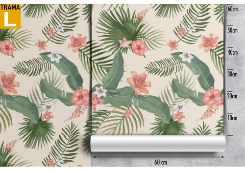 Wallpaper with tropical leaves and flowers nature pattern. 2