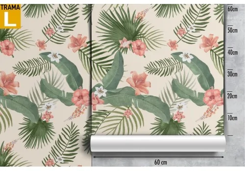 Wallpaper with tropical leaves and flowers nature pattern. 2