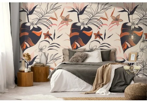 Modern design nature leaves wallpaper.391