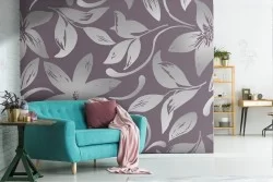 Carta da Parati foglie natura pattern moderno.