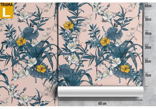 Carta da Parati foglie natura vintage pattern. 2