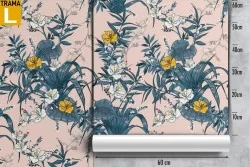 Carta da Parati foglie natura vintage pattern.