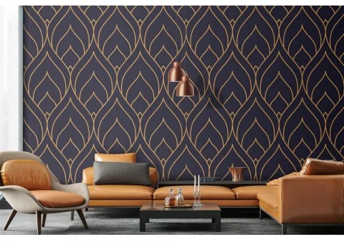 Art Deco pattern wallpaper with stylized leaves.397