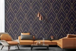 Art Deco pattern stylized leaves wallpaper.