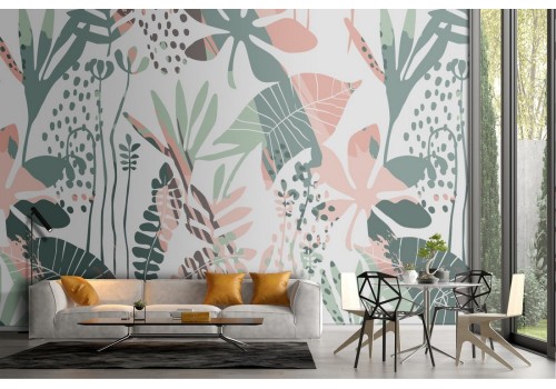 Wallpaper with stylized leaves nature modern design.