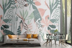 Wallpaper with stylized leaves nature modern design.