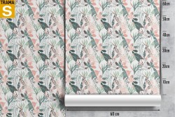 Wallpaper Design and Styles Flora and Fauna Modern Stylized Leaves Nature