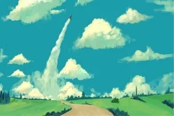Carta da Parati Bambini Paesaggi Razzi aerei mongolfiere