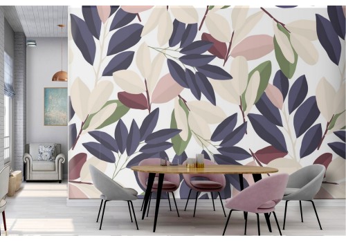 Modern nature stylized leaves wallpaper.