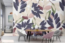 Carta da Parati foglie stilizzate natura moderna.