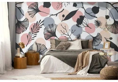 Wallpaper stylized leaves modern nature.405