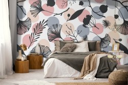 Modern nature stylized leaves wallpaper.