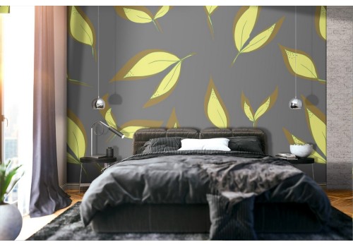 Modern nature stylized leaves wallpaper.