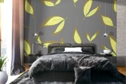 Carta da Parati foglie stilizzate natura moderna.