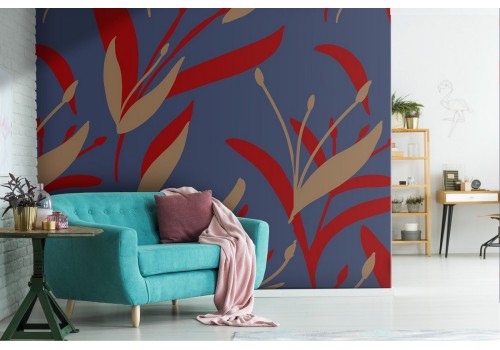 Modern nature stylized leaves wallpaper.