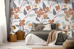 Carta da Parati foglie stilizzate natura moderna.