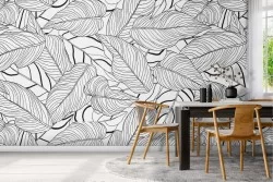 Carta da Parati foglie stilizzate natura pattern.
