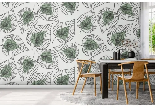 Carta da Parati foglie stilizzate natura pattern.