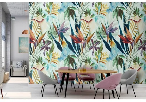 Wallpaper stylized leaves nature pattern.418