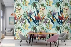 Carta da Parati foglie stilizzate natura pattern.