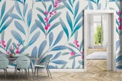 Carta da Parati foglie stilizzate natura pattern.