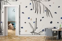 Carta da Parati foglie stilizzate natura pattern.