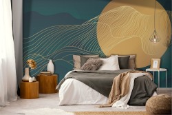 Stylized Abstract Geometric Wallpaper Stripes and Waves