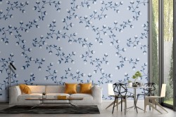 Carta da Parati foglie stilizzate natura vintage.