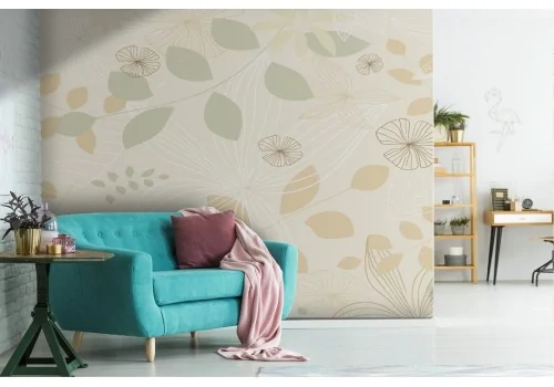 Vintage nature wallpaper with stylized leaves.425