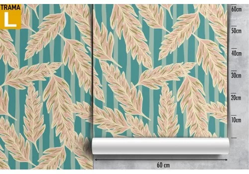 Carta da Parati foglie stilizzate natura vintage. 2