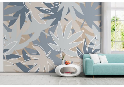 Wallpaper with stylized leaves modern pattern.