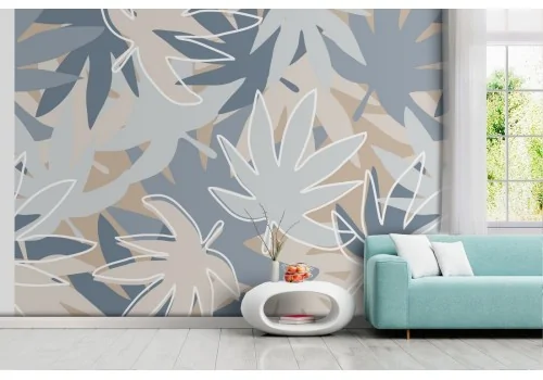 Wallpaper stylized leaves modern pattern.429