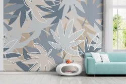 Wallpaper with stylized leaves modern pattern.