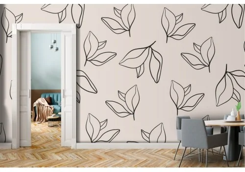 Wallpaper with stylized leaves modern pattern.430