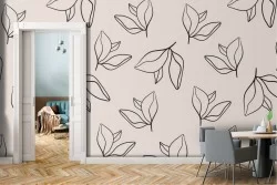 Carta da Parati foglie stilizzate pattern moderno.