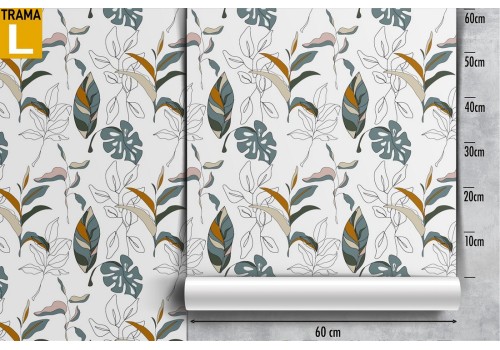 Carta da Parati foglie stilizzate pattern natura. 2