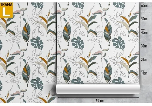 Carta da Parati foglie stilizzate pattern natura. 2