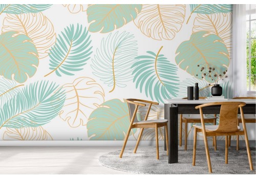 Wallpaper stylized leaves nature pattern.