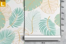 Carta da Parati foglie stilizzate pattern natura.