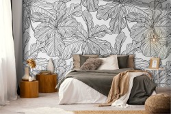 Carta da Parati foglie stilizzate pattern natura.