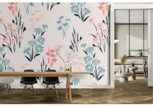 Carta da Parati foglie stilizzate pattern natura.