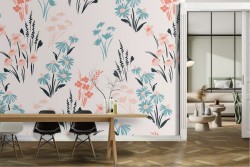 Carta da Parati foglie stilizzate pattern natura.