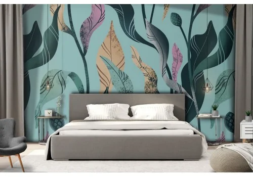 Wallpaper stylized leaves nature pattern.436