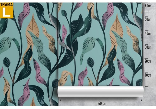 Carta da Parati foglie stilizzate pattern natura. 2