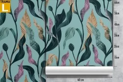 Carta da Parati foglie stilizzate pattern natura.