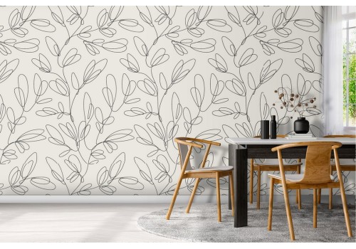 Wallpaper with stylized climbing leaves nature pattern.