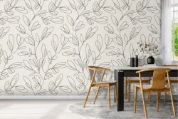 Wallpaper with stylized climbing leaves nature pattern.