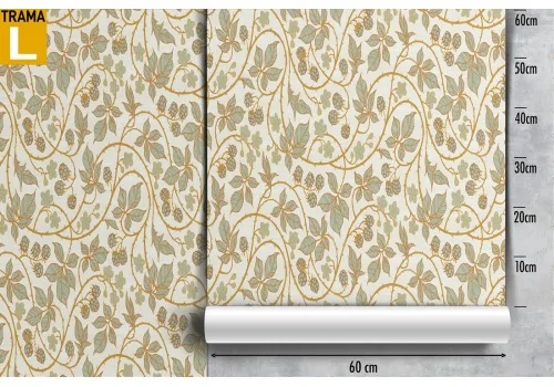 Carta da Parati foglie stilizzate rampicanti natura pattern. 2