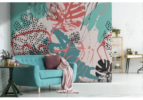 Abstract tropical leaves modern nature wallpaper.439