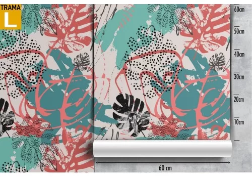 Carta da Parati foglie tropicali astratte natura moderna. 2